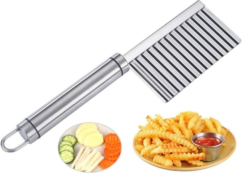 Kartoffelschneidemesser, Edelstahl Pommes Frites Wellenförmiger Karottenschneider Kartoffelchipsschneider