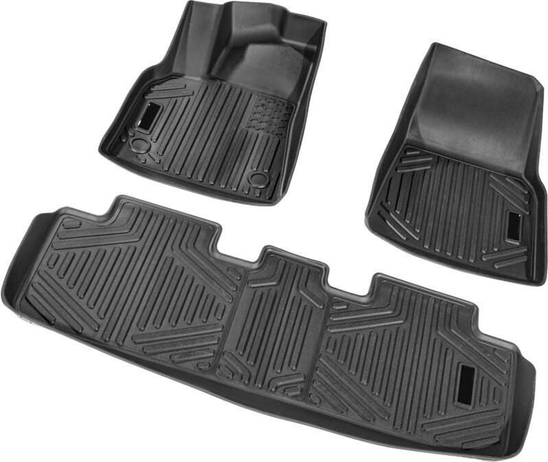 Mophorn - Auto-Fußmatten, passend für Tesla Model y 2021–2024, 3-teilige Einlagen für die vordere und zweite Reihe, wett...