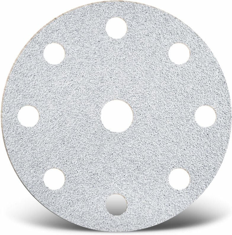 White Klett-Schleifscheiben, 150 mm, 9-Loch, f. Exzenterschleifer, Normalkorund (50 Stk.) K120 - Menzer