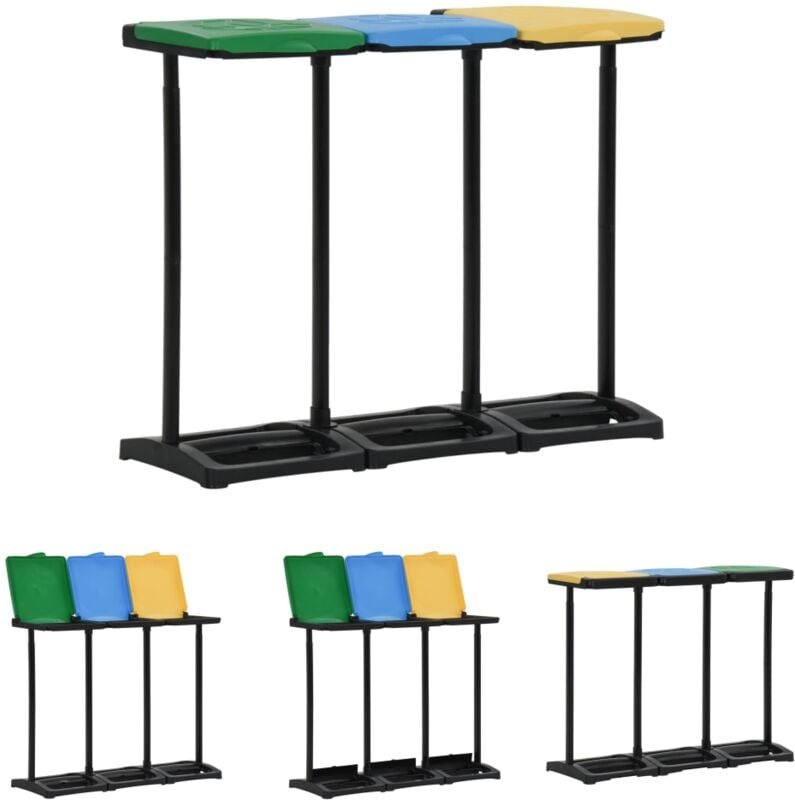 The Living Store - Müllsackständer mit Deckel 240-330 l Mehrfarbig pp - Abfallbehälter-Verkleidungen - Mehrfarbig