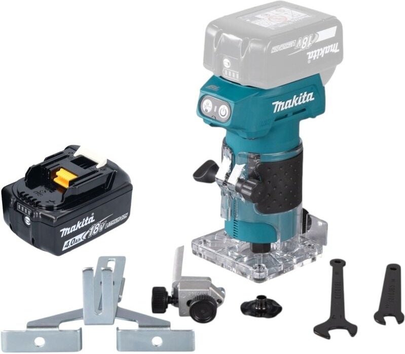 Drt 52 M1 Akku Kantenfräse 18 v 6 mm Brushless + 1x Akku 4,0 Ah - ohne Ladegerät - Makita