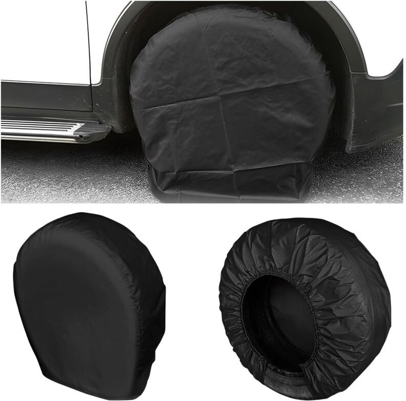 Beijiyi - Stück Reifenabdeckungen, Anti-UV-Schutzabdeckung für Ersatzrad, wasserdichte Reifenabdeckungen (Schwarz)