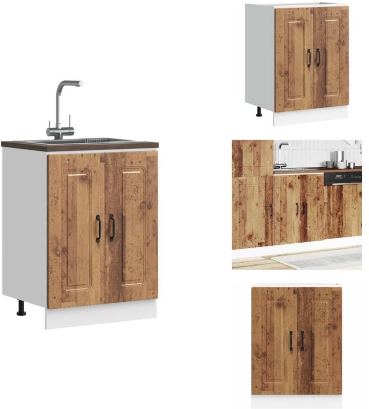 Spülenunterschrank Kalmar Altholz-Optik 60x46x81,5 cm - Spülenunterschrank - Spülenunterschränke - Küchenunterschrank - ...