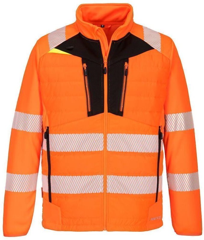 Portwest Warnschutz Hybrid-Steppjacke mit 6 Taschen Orange 3XL
