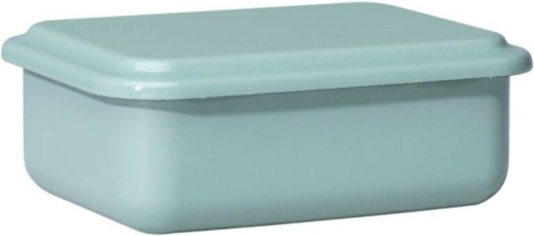 Riess-kelomat - Riess Vorratsbehälter mit Deckel small niedrig 15x11x5cm Salbeigrün Emaille