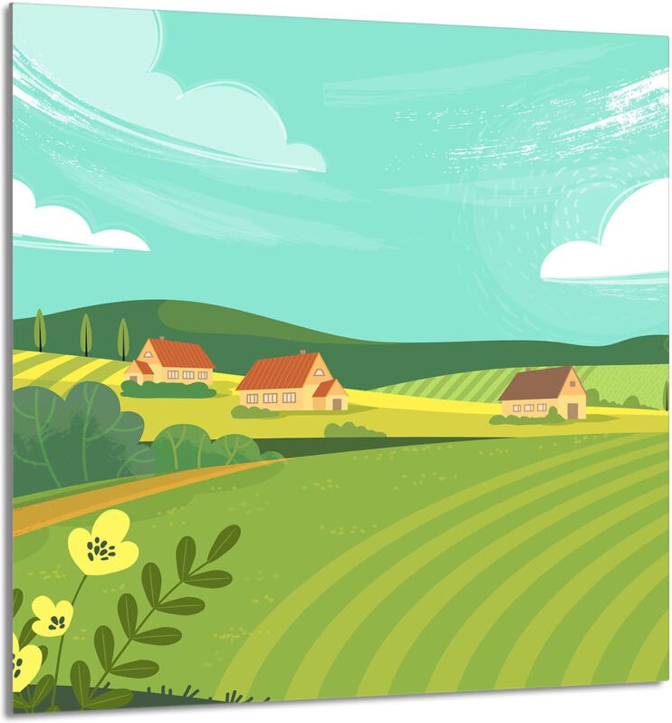 GLASPLATTE FÜR KÜCHE 60x65 Village