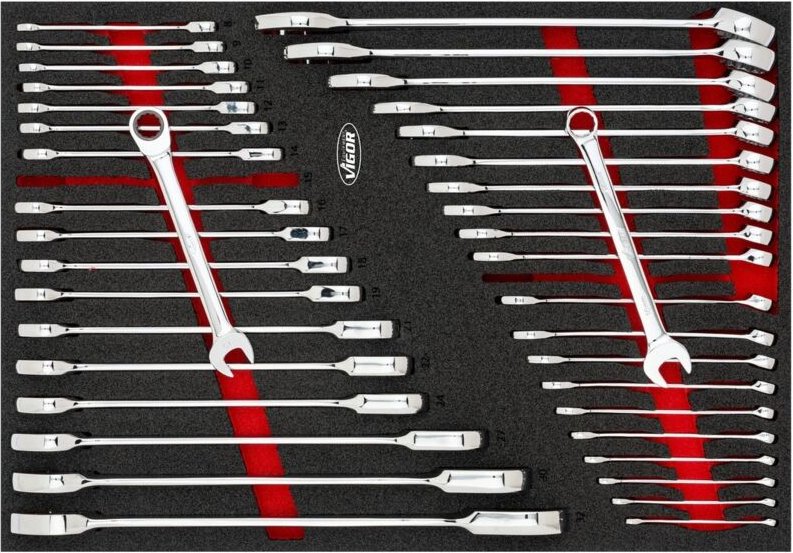 VIGOR Ratschen Ring-Maulschlüssel Satz, 40-tlg., 6 – 36 mm, Anzahl Werkzeuge: 40