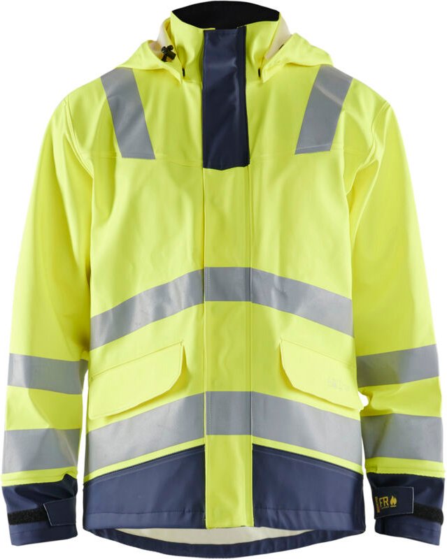 Feuerhemmende Regenjacke Level 2 4313 - Neon Gelb / Marine XXXL