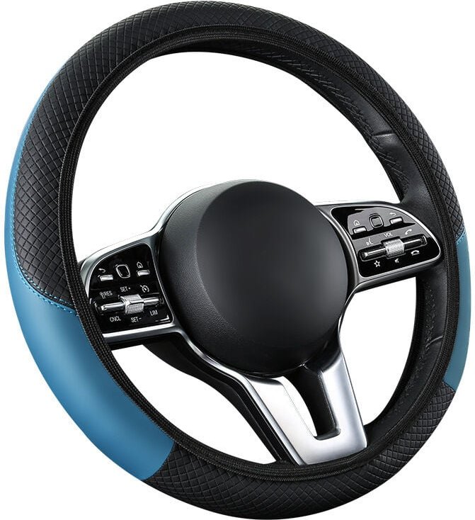 Thumbnail - Sollbry Universeller, rutschfester Kunstleder-Lenkradbezug für Autos, Kunstleder-Zubehör, saisonales Auto-Styling, ohne ...