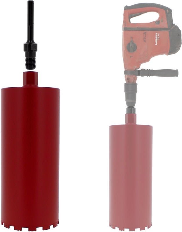 Diamantbohrkrone Ø 180 mm mit Adapter für Bohrmaschine und SDS-max-Bohrhammer