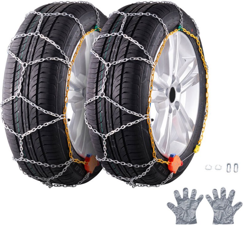 Schneeketten, Mangan-legierter Stahl, Not-Traktion, für Pkw/Pickups/SUVs/Trucks, Silber, 2er-Set, hochwertiges Material,...