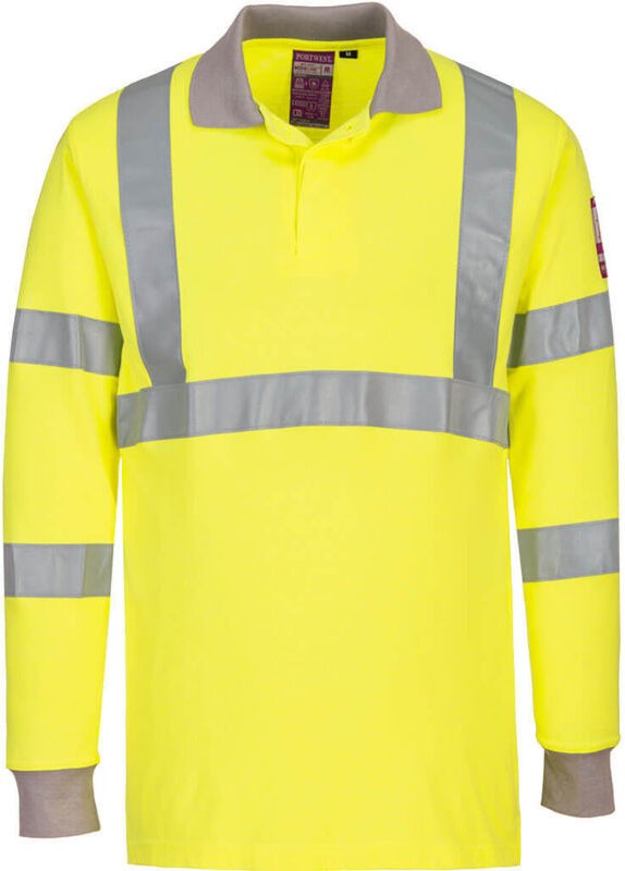 Langarm-Polo FR antistatisch und HiVis Gelb 3XL