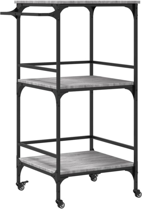 Küchenwagen Grau Sonoma 60,5x50x105 cm Holzwerkstoff Vidaxl