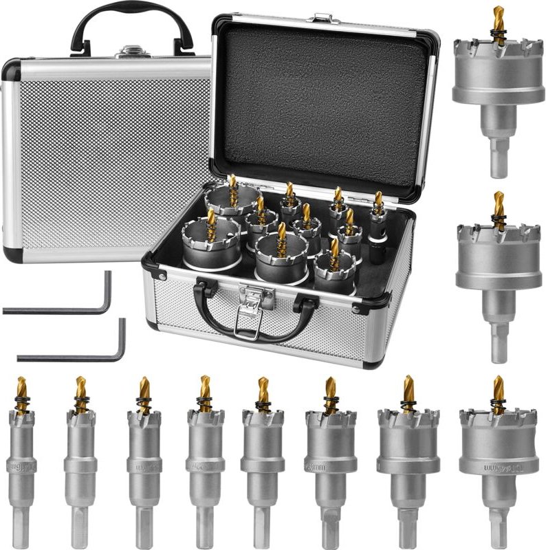 10pcs Lochsäge Hartmetall-Bohrer, Ultrixe, 16–53mm Metall Lochsäge Bohrer Set, TCT Carbid Lochsägen Set, Hartmetall Zent...