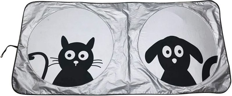 Doppelseitiger Auto-Sonnenschutz, Auto-Sonnenschutz, silberfarbener Stoffbezug, 150 70cm