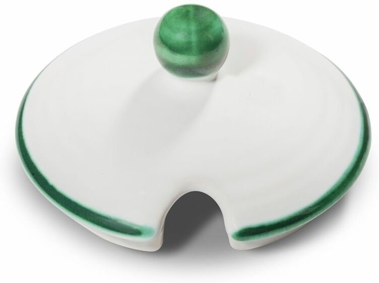 Gmundner Keramik - Grüner Rand, Oberteil Zuckerdose mit Ausschnitt