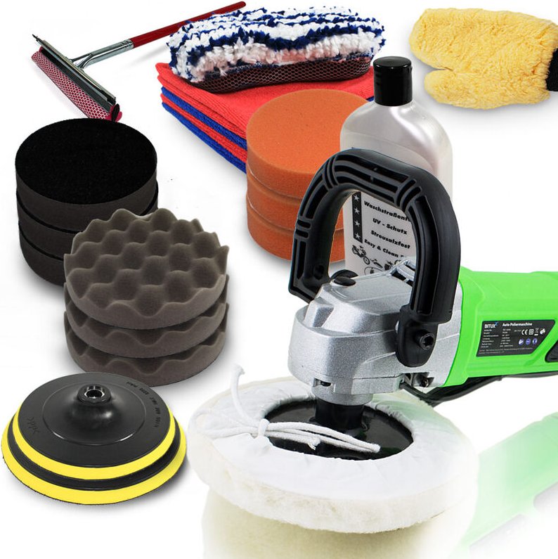 Auto Poliermaschine Polierer 1200W Polier Maschine Schleifmaschine Polierset 1 Unser riesiges Polierset für Profis inklu...