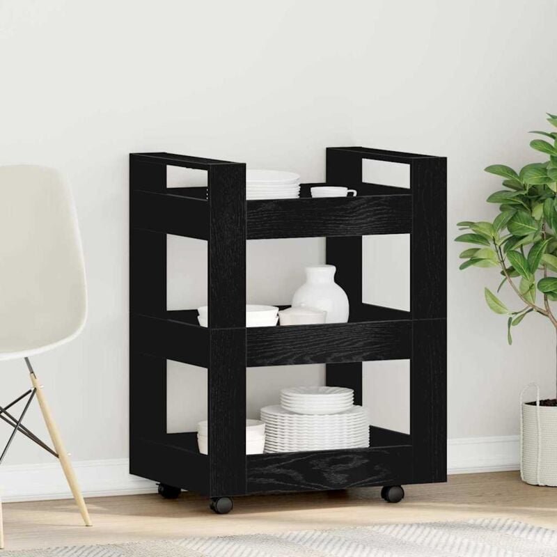 Küchentrolley Schwarze Eiche 60 x 45 x 80 cm Holzwerkstoff Vidaxl