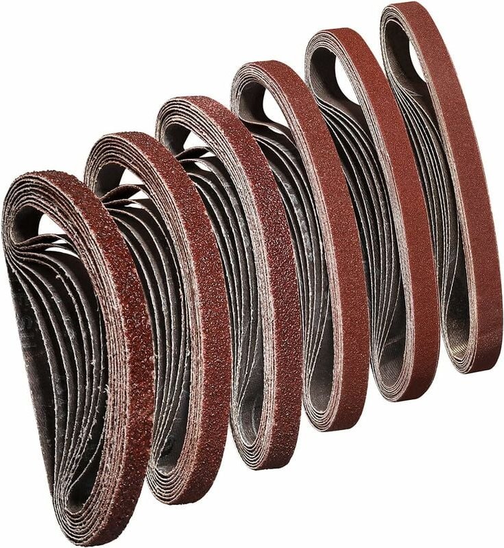 Mumu - Band 10X330 mm Schleifband 40/60/80/120/180/240 zum Schleifen, Polieren und Entstauben, ideal für Holz (48 Stück)