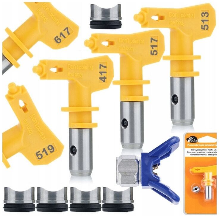 Rosfix 5X Lackierdüsenmodell – 513 517 519 417 617 + Edelstahl-Düsenabdeckung
