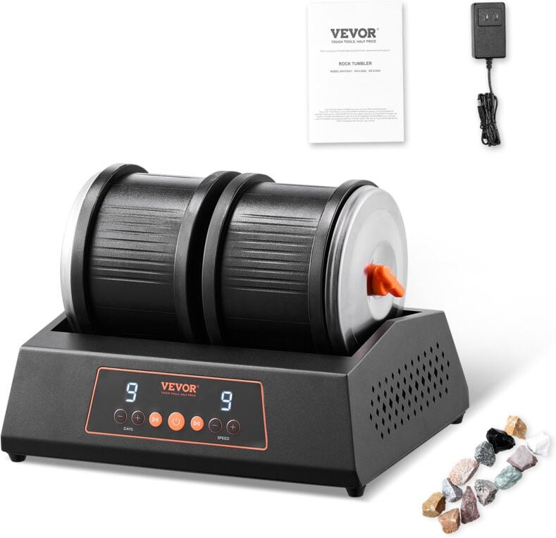 Steinpoliermaschine Doppeltrommel-Steinpoliermaschine 9 Geschwindigkeitsstufen, 9-Tage-Poliertimer Steinpolierer Direkta...