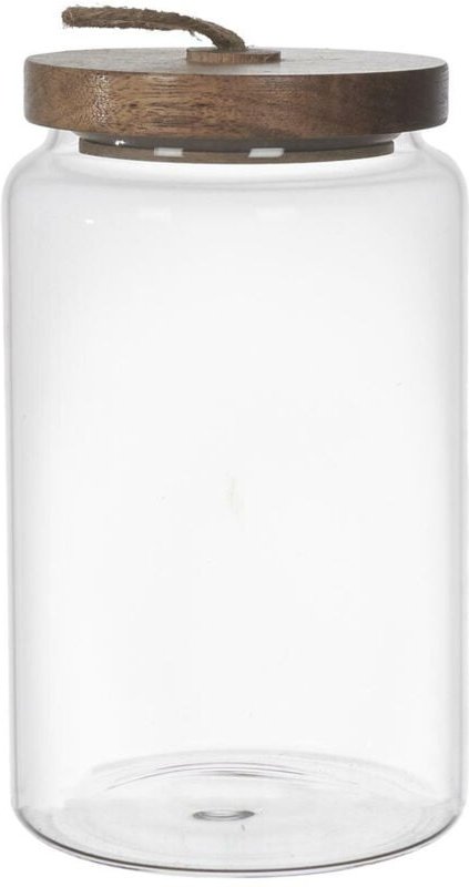 Glasgefäß mit Akaziendeckel 17cm