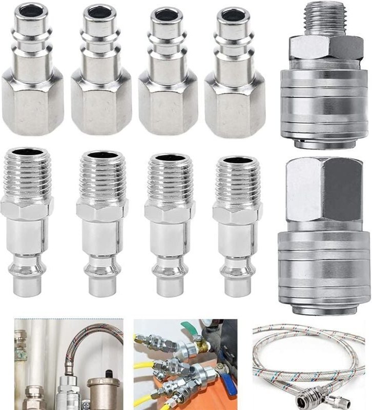 10 Stück Kompressor-Armaturen, 1/4 Zoll BSP, europäischer pneumatischer Schnellverbinder, pneumatischer Koppler, Kompres...