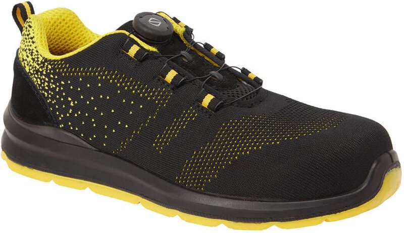 Sicherheits-Sneaker Low Wire Lace Safety Trainer Knit S1P Schwarz/Gelb 48