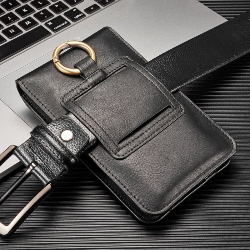 Sollbry Herren-Gürtelholster, universelle Handy-Gürteltasche aus Leder (schwarz)