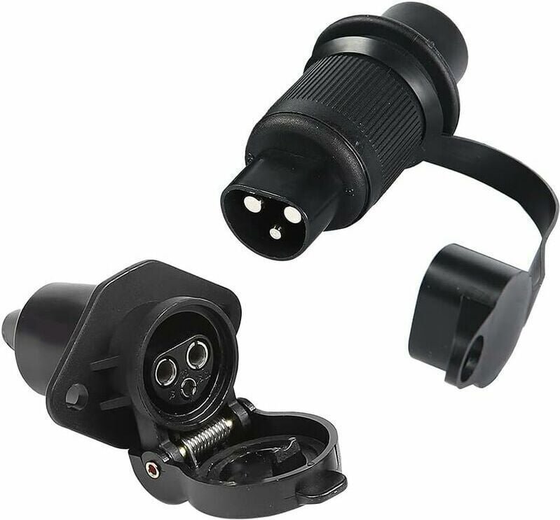 Odipie - 3-polige Anhängersteckdose und -stecker für 12-V-Anhänger, 3-polige Buchse, 3-polige Anhängerkupplungssteckdose...