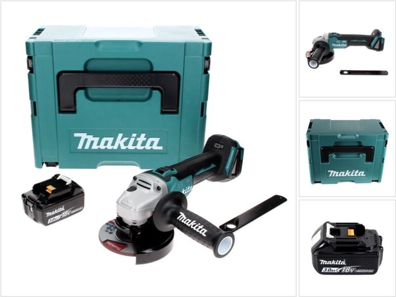 Dga 506 F1J Akku Winkelschleifer 18 v 125 mm Brushless + 1x Akku 3,0 Ah + Makpac - ohne Ladegerät - Makita