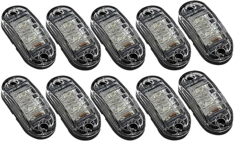 10x weiße led 2,5 Zoll 2 Dioden Licht ovale Begrenzungsleuchte für Auto, lkw, Anhänger, Wohnmobil, Seitenmarkierungsleuc...