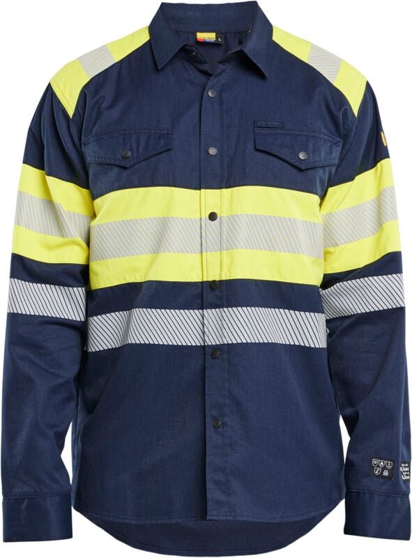 Multinorm-Arbeitshemd inhärent 3229 – Marine/Neongelb 4XL