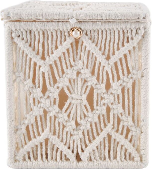 Taschentuchbox-Abdeckung, Boho-Dekor, quadratischer Papierhalter mit Schnalle