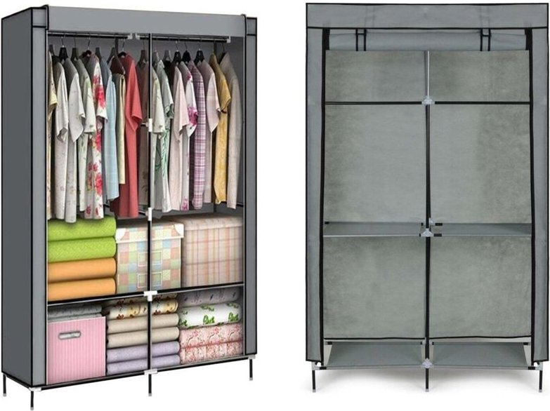 Textilgarderobe - eine groe stoffgarderobe mit regalen fur kleidung und schuhe