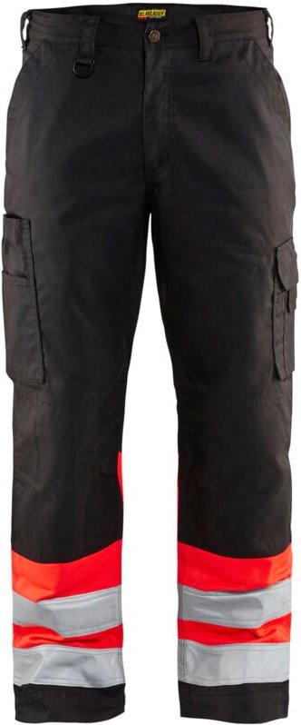 Thumbnail - Hochsichtbare Arbeitshose 1564 - Schwarz/Neonrot 6XL - FR(64) - SE(C70) - Kurz