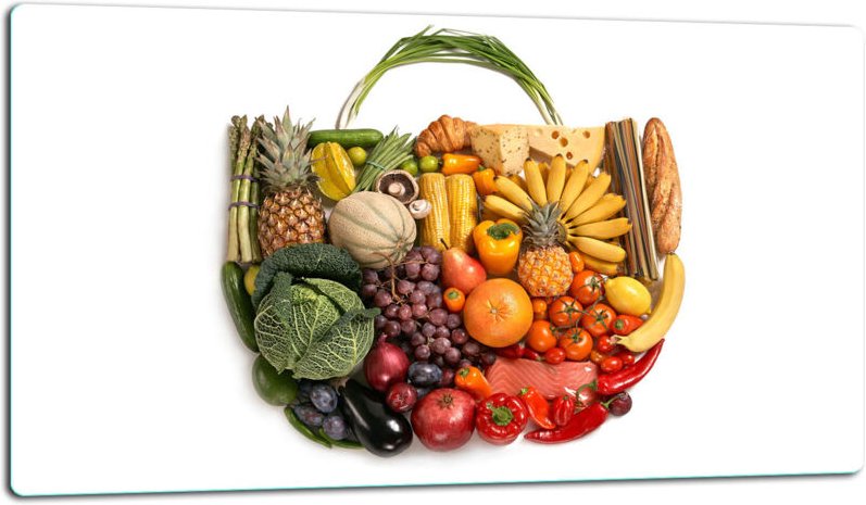 Glasschild Schneidebrett 52x30 Gemüse