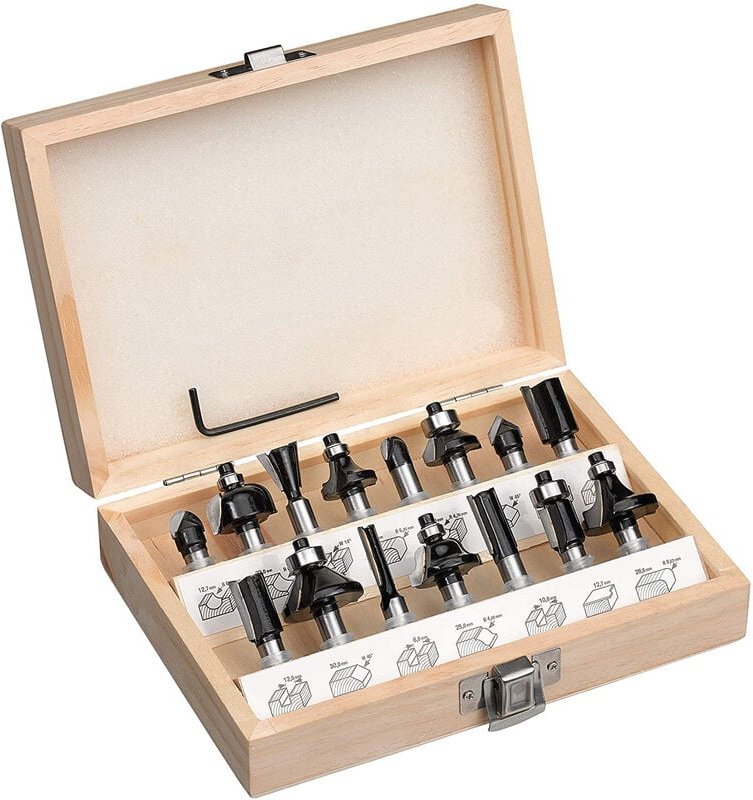 KWB - by Einhell Oberfräsen-Zubehör 8mm 15 Fräsersatz im Holzkoffer