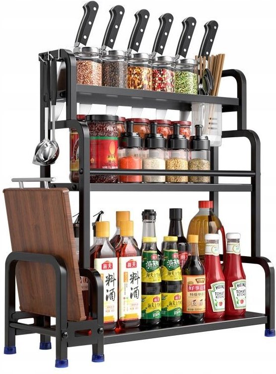 Freistehender Küchen-Organizer, Stahlschrank, 3 Ebenen