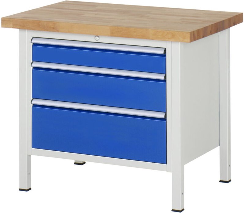 Werkbank höhenverstellbar 8259A2, B1000xT700xH840-1040mm, 3x Schublade-TA - RAU