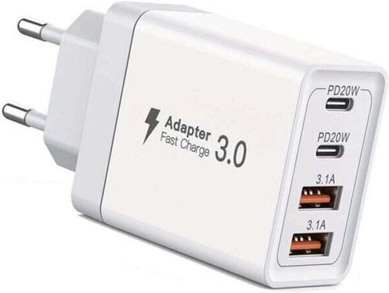 Caricabatterie usb c, caricabatterie rapido usb c a 4 porte da 55 w per iPhone, adattatore multiporta pd+qc 3.1 a di tip...