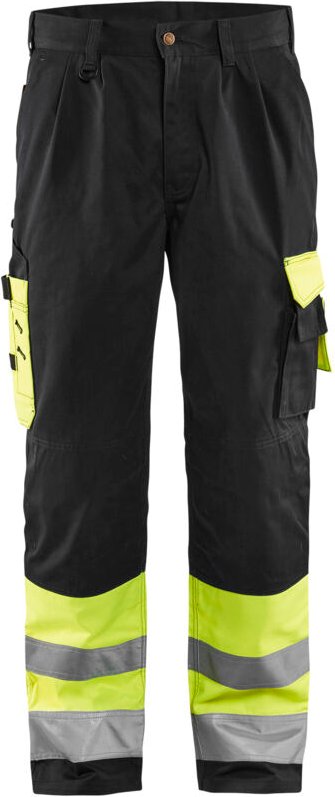 Thumbnail - Hochsichtbare Arbeitshose Handwerker 1584 - Neon Gelb/Schwarz XL - FR(50) - SE(C56) - Kurz