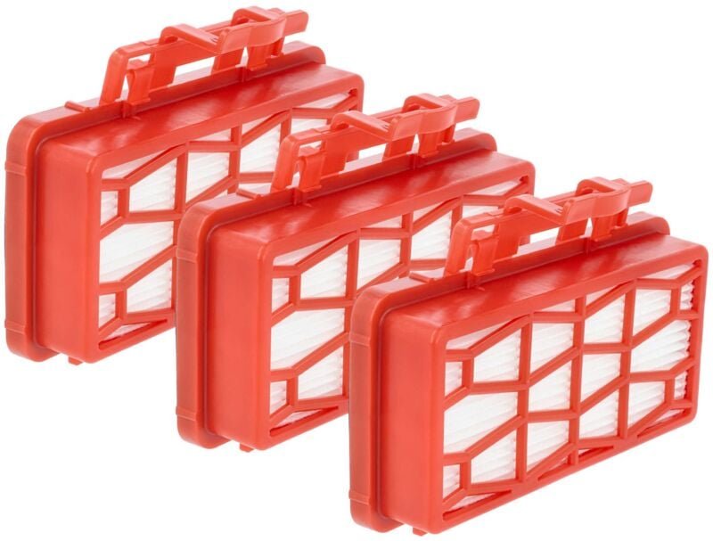 vhbw 3x Staubsaugerfilter kompatibel mit Dirt Devil Multicyclone DD5254-01, rebel54HFC Staubsauger - HEPA-Filter Rot Wei...