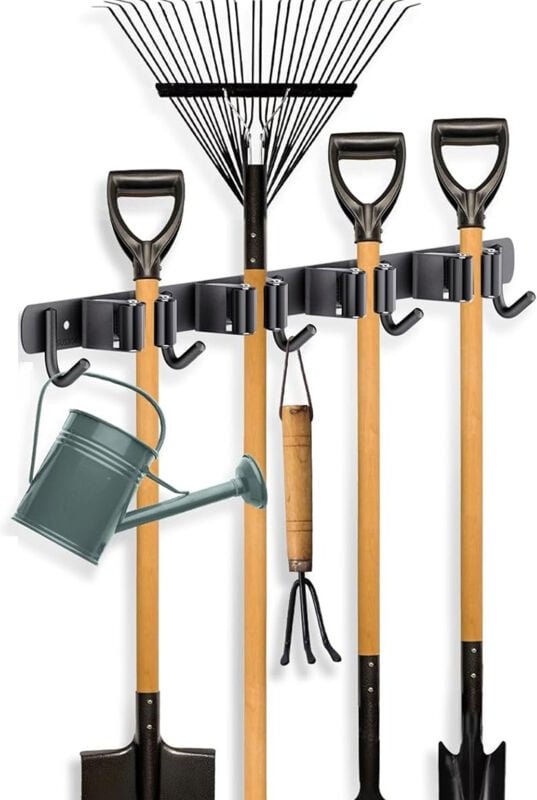 2er-Pack Besenhalter zur Wandmontage – 4 Halter und 5 Haken – Robuster Besenhalter aus Edelstahl für Zuhause, Küche, Gar...