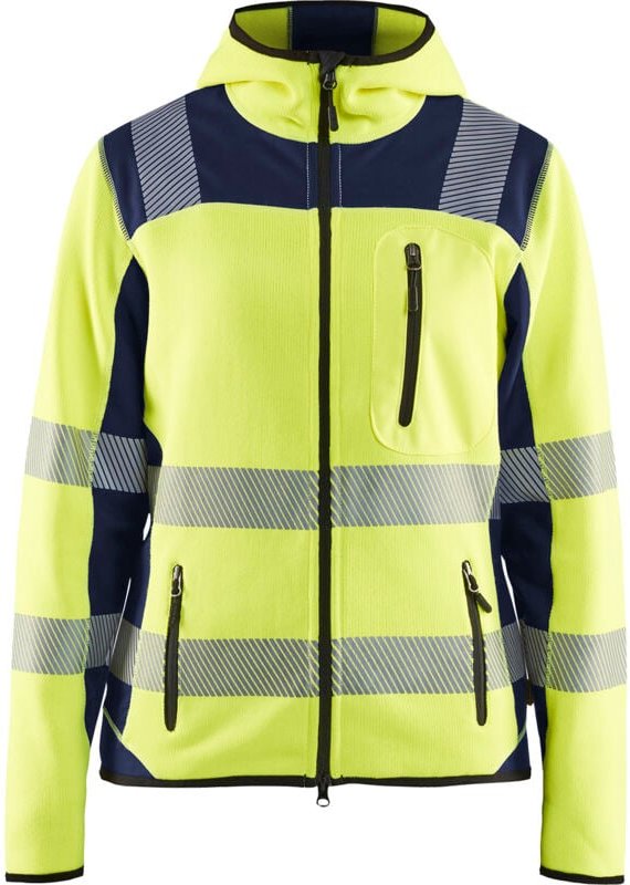 Arbeitsjacke aus Strick mit hoher Sichtbarkeit für Damen 4967 - Neon Gelb / Marine XL