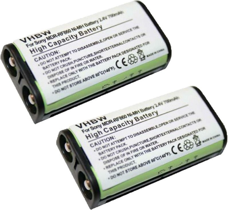 Vhbw - 2x Akku Ersatz für Sony BP-HP550-11 für Wireless Headset Kopfhörer (700mAh, 2,4V, NiMH)