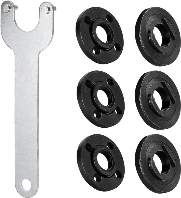 7-teiliger 125-mm-Winkelschleiferschlüssel, flexibler Winkelschlüssel mit Schleifflansch, einschließlich 6 Metallflansch...