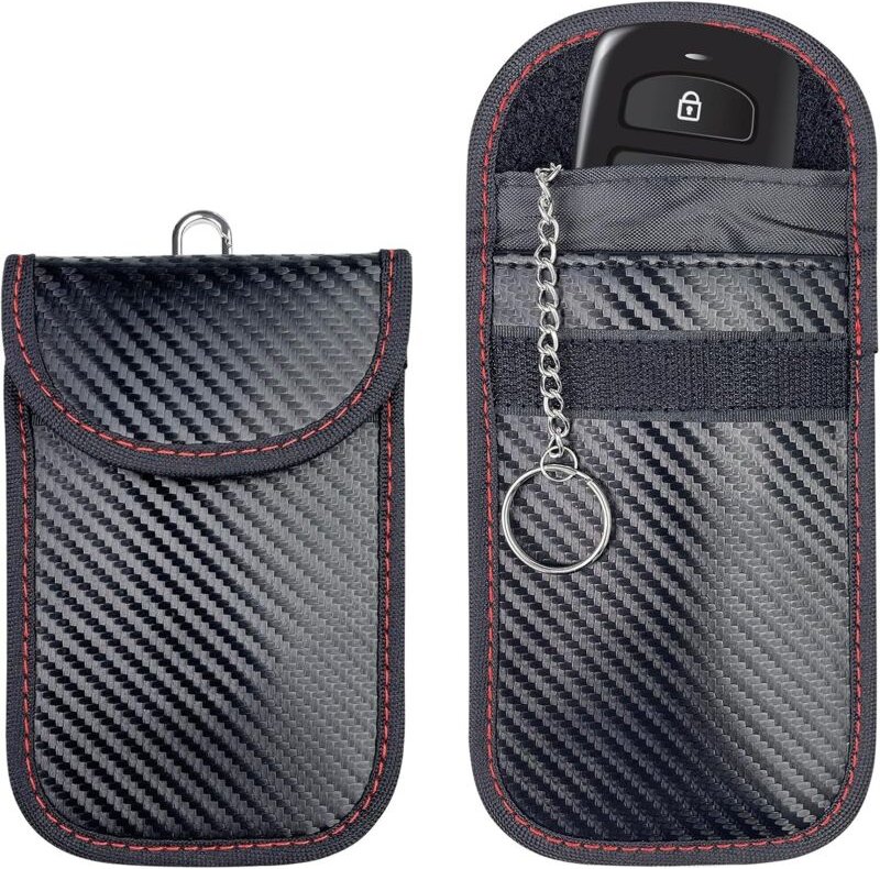 Sale Anti-RFID-Autoschlüsseletuis, 2er-Pack wasserdichte RFID-Signalblockiertaschen aus Leder, dreilagige Abschirmung, U...