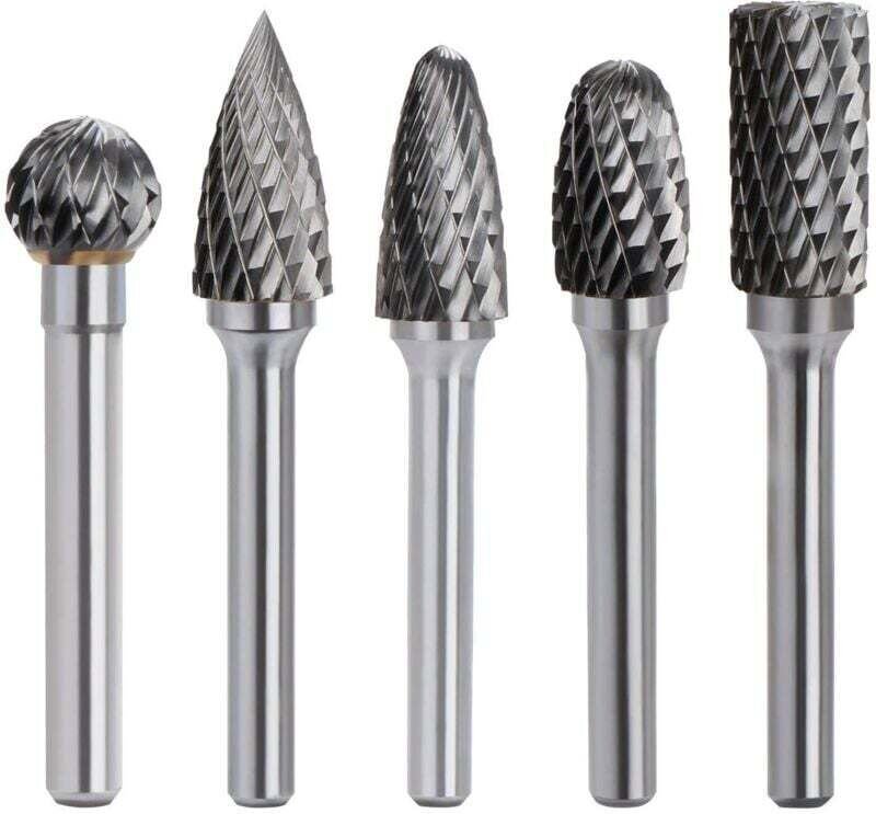 Rotationsfräser aus Wolframkarbid – Doppelschneide – 6 mm Schaft – 10 mm Kopf – 5-teiliges Bohrerschleifwerkzeug