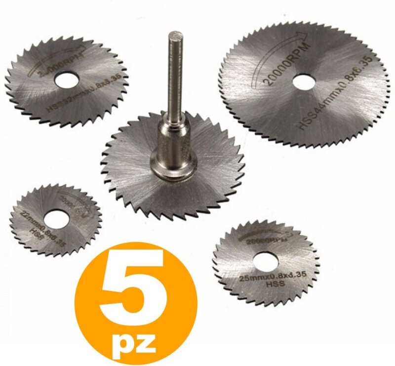 Trade Shop - Zubehörsatz mit 5 HSS-Zahnscheiben für Dremel Mini-Bohrmaschine 2000 U/min für Holz -